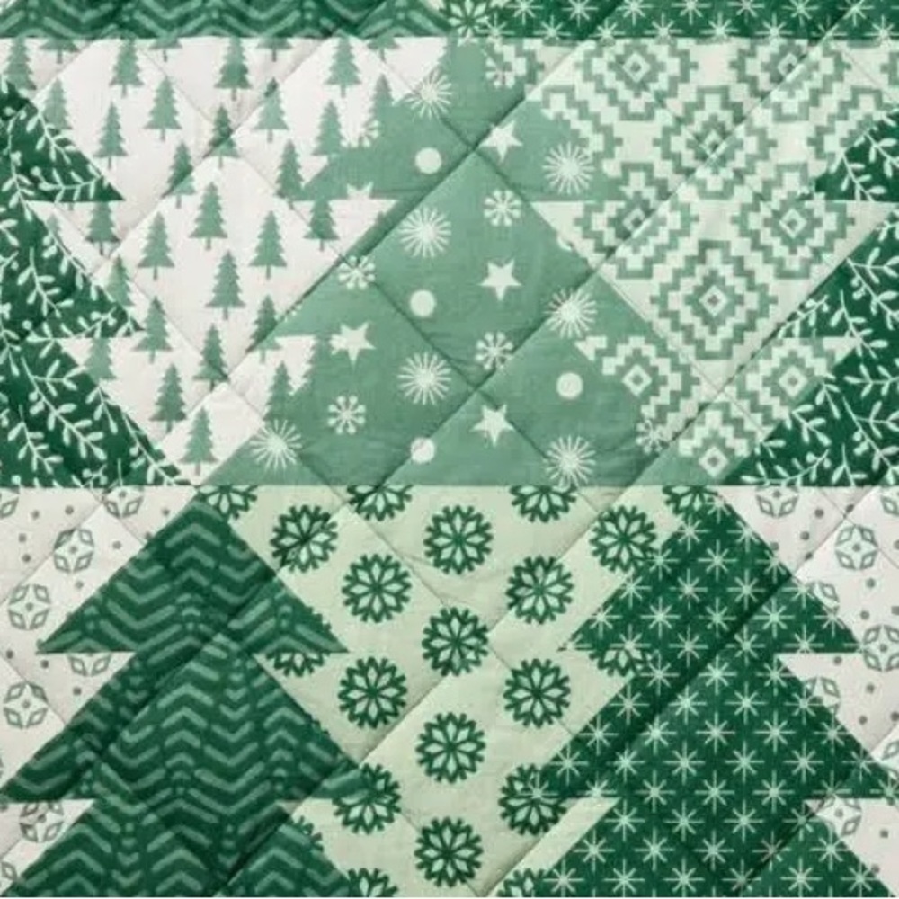 HALLMARK NWT patchwork trees 3pc quilt set -full/queen -green - Picture 3 of 5